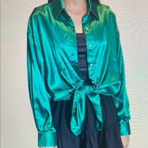Emerald Green Satin Blouse